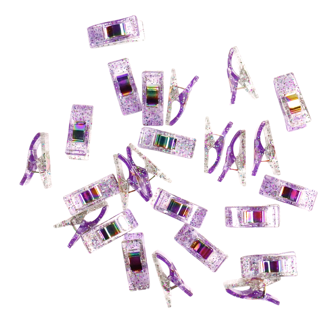 Lavender Glitter Clips | Pack of 25