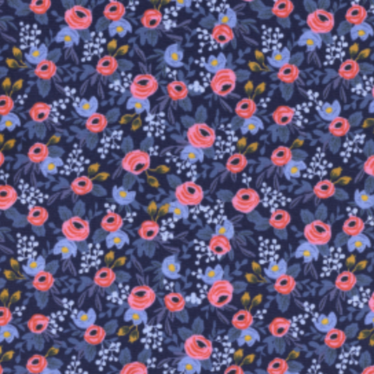 Les Fleurs Rosa- Navy Fabric